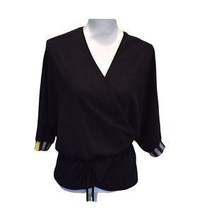 VOLT Design Wrap Coverup Blazer Jacket Top Black Accent Cuffs NWT